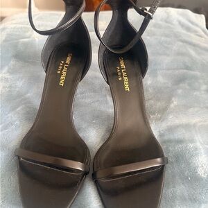 Yves Saint Laurent Elegant Black Strappy Heels